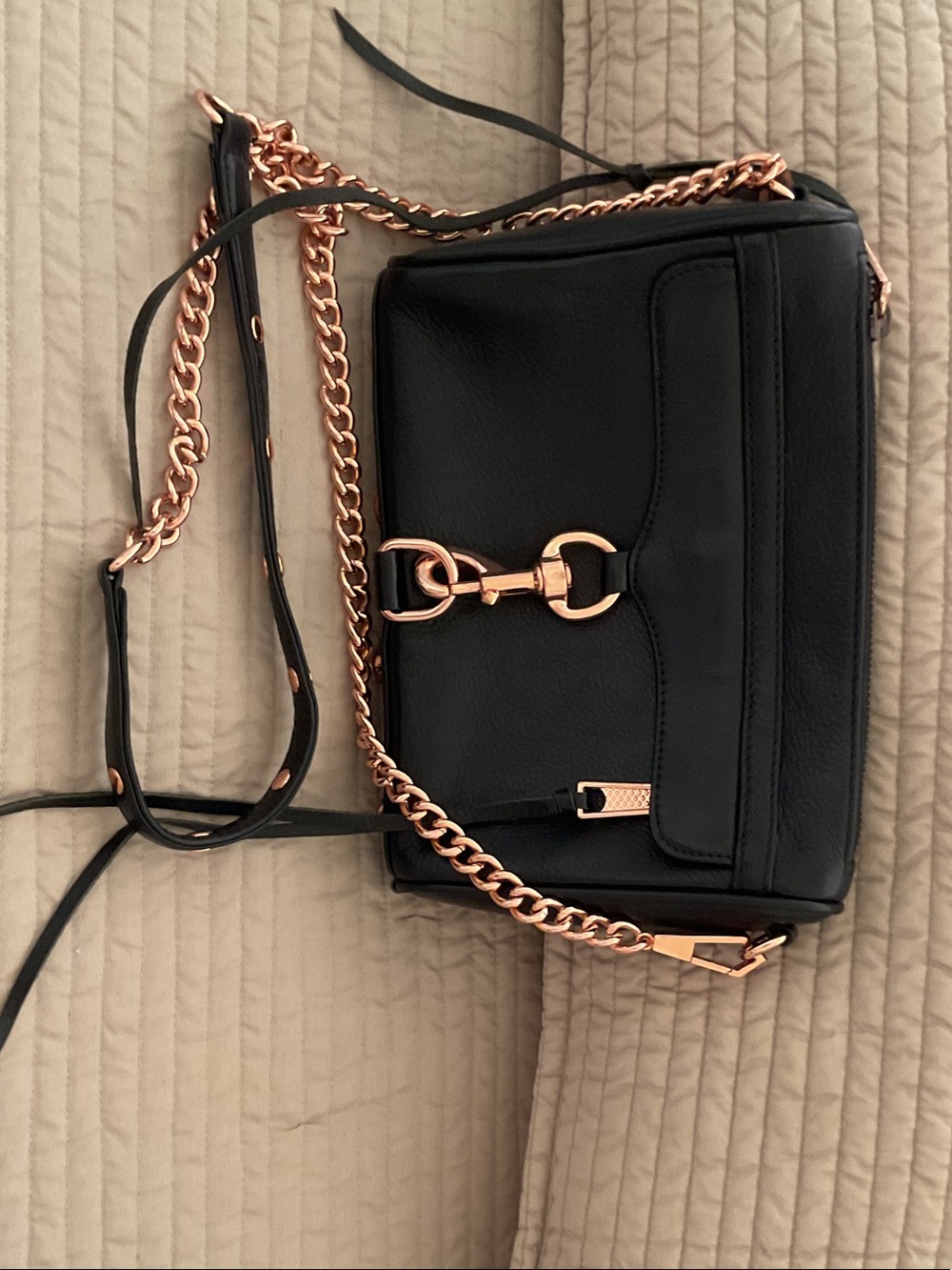 Rebecca Minkoff Black Crossbody with Rose Gold Hardware